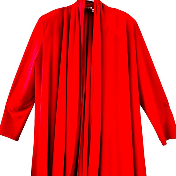 Vintage 1980's GOTTEX Red Open Front Full Swing Jacket Kimono Topper Womens S P - Picture 14 of 14
